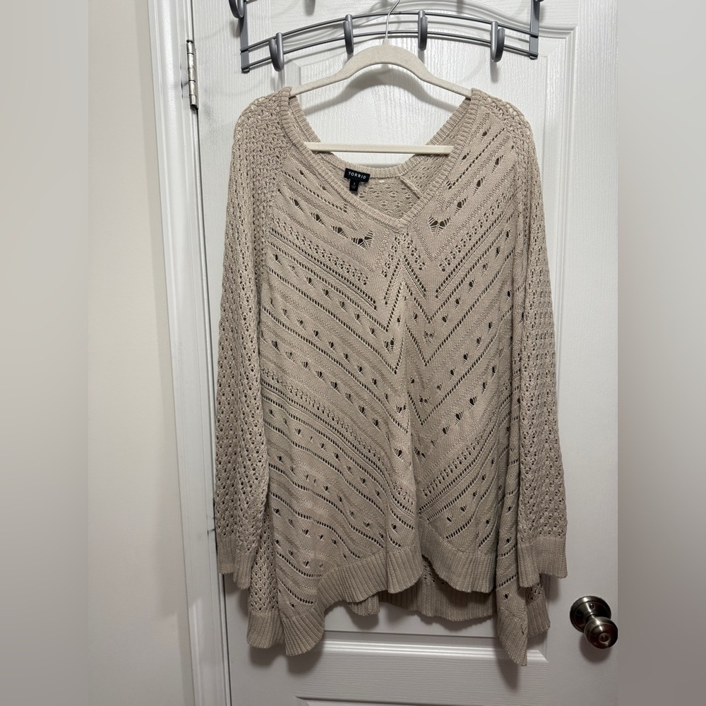 Torrid Sweater Women’s Plus Size 3X‎ Oatmeal Open Knit Pullover Cottagecore NWT